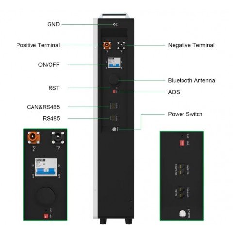 HTE 48V (51.2V) 200Ah HTE-W51200 (LiFePo4, BMS, Bluetooth)