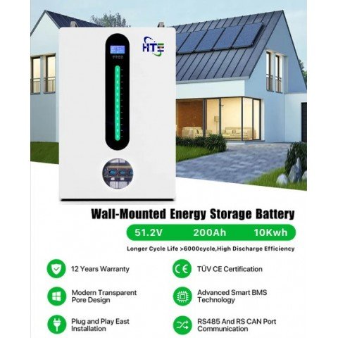 HTE 48V (51.2V) 200Ah HTE-W51200 (LiFePo4, BMS, Bluetooth)