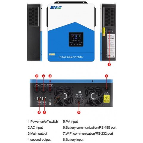 EASUN POWER 4.2kW 24V ISolar-SMH-III-4.2KW (4200VA/4200W Max CH 120A, AC 100) Wi-Fi
