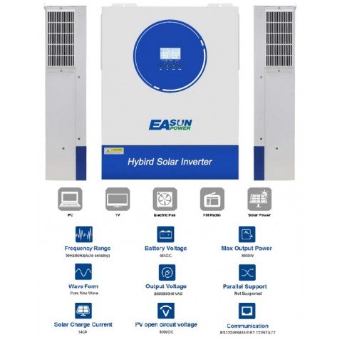 EASUN POWER 8.5kW 48V ISolar-SMG-II-8.5KW (8500VA/8500W, Max CH 140A, AC 120) Wi-Fi