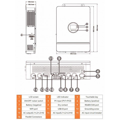 PowMr 12000W 48V POW-SunSmart 12KPL3 (Max CH 260A, AC 120)