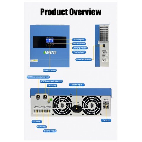 Anenji 4200W 24V ANJ-4200W-24V-W (4200VA/4200W, Max CH 120A, AC 120) Wi-Fi