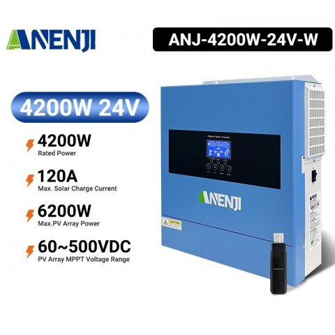 Anenji 4200W 24V ANJ-4200W-24V-W (4200VA/4200W, Max CH 120A, AC 120) Wi-Fi