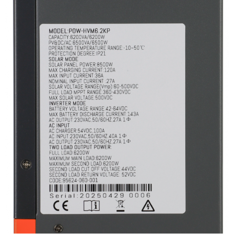 PowMr 6200W 48V POW-HVM6.2KP (Max CH 120A, AC 100) Wi-Fi