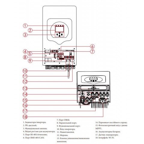 Deye SUN-6K-SG03LP1-EU, LV (6kW, 48V, 1Ph, 2-MPPT) Wi-Fi