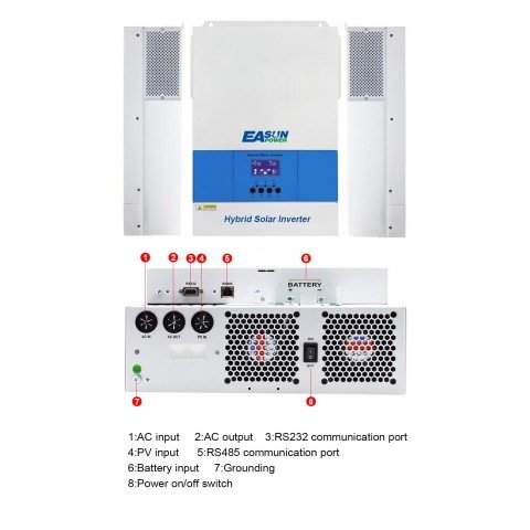 EASUN 6.2kW 48V ISolar-SMG-II-6.2KW-48V (6200VA/6200W, Max CH 120A, AC 80) Wi-Fi
