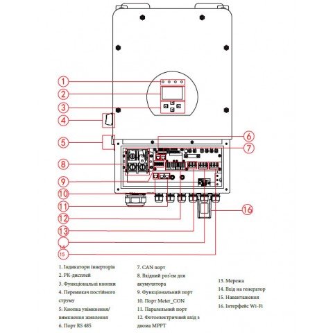 Deye SUN-8K-SG01LP1-EU, LV (8kW, 48V, 1Ph, 2-MPPT) Wi-Fi