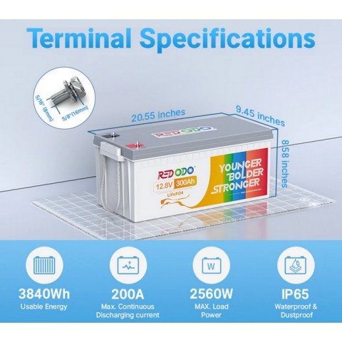 Redodo LiFePo4 12V 300Ah BMS (200A)