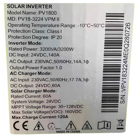 Must 3200W 24V PV18-3224 VPM II (Max СH 120A, AC 60)