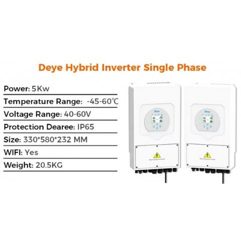 Deye SUN-5K-SG03LP1-EU, LV (5kW, 48V, 1Ph, 2-MPPT) Wi-Fi