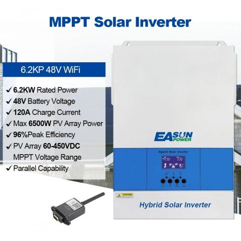 EASUN 6.2kW 48V ISolar-SMG-II-6.2KP-48V (6200VA/6200W, Max CH 120A, AC 80) Wi-Fi