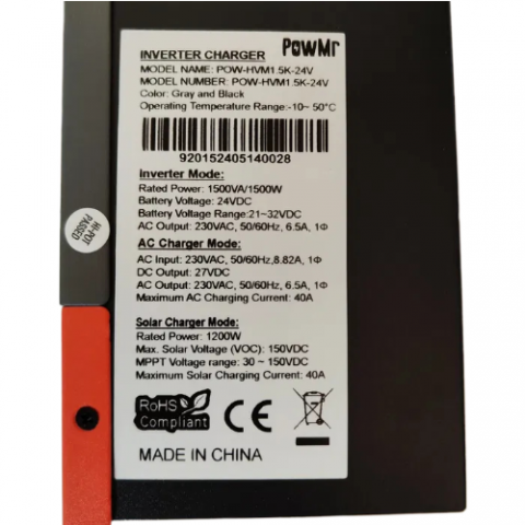 PowMr 1500W 24V POW-HVM1.5K-24V (Max SH 80A, AC 40)