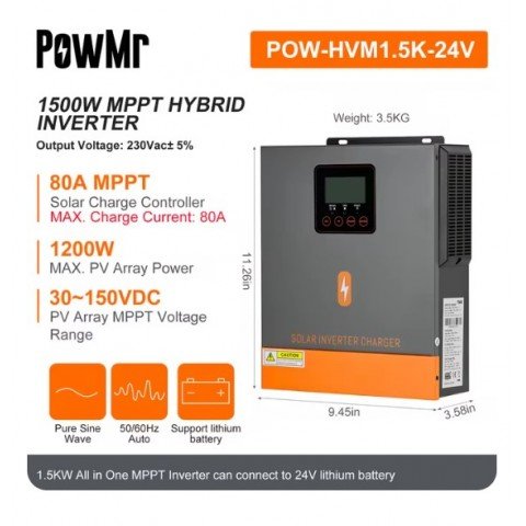 PowMr 1500W 24V POW-HVM1.5K-24V (Max SH 80A, AC 40)