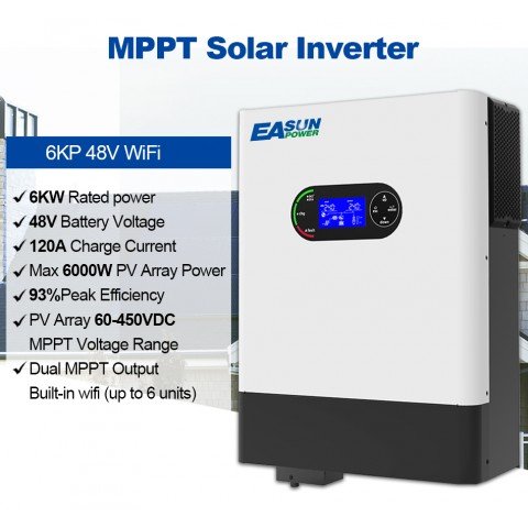 EASUN POWER 6.0 kW 48V ISolar-SMR-II-6KP (6000VA/6000W, Max CH 120, AC 100) Wi-Fi