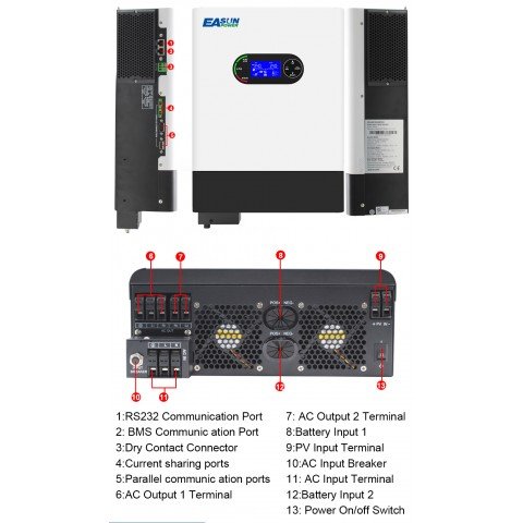 EASUN POWER 6.0 kW 48V ISolar-SMR-II-6KP (6000VA/6000W, Max CH 120, AC 100) Wi-Fi