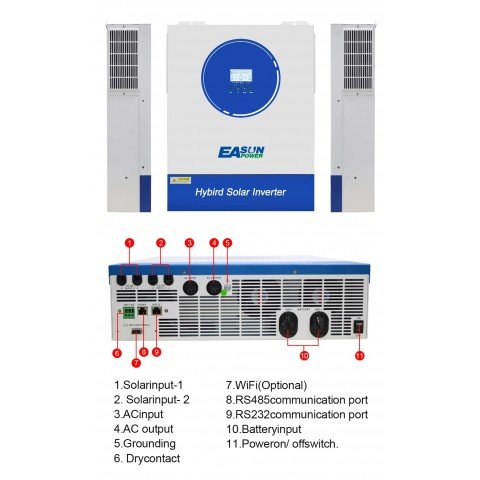 EASUN POWER 11kW 48V ISolar SMG-II-11KW-48V (11000VA/11000W, Max CH 160A, AC 120) Wi-Fi
