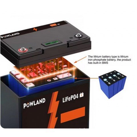 Powland LiFePo4 12V 200Ah BMS IBattery-PL-12V-200AH