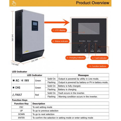 EASUN POWER 4.0kW 48V ISolar-SPL-5KW (5000VA/4000W, Max CH 110, AC 60)