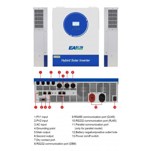EASUN 11kW 48V ISolar SMG-II-11KP-48V (11000VA/11000W, Max CH 160A, AC 120) Wi-Fi