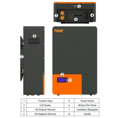 PowMr 48V (51.2V) 200Ah POW-LIO48200-16S (LiFePo4, BMS)