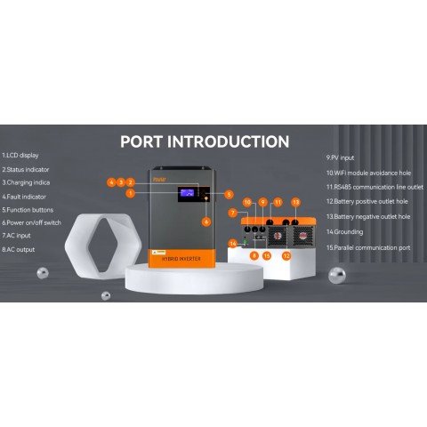 PowMr 6200W 48V POW-HVM6.2K-48V-LIP (Max CH 120A, AC 80)
