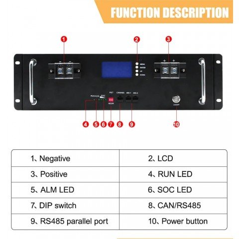 EASUN 48V (51.2V) 100Ah IBattery-EA-51.2V-100AH-JJ (LiFePo4, BMS, Rack Mount)
