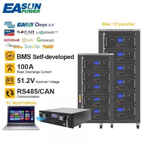 EASUN 48V (51.2V) 100Ah IBattery-EA-51.2V-100AH-JJ (LiFePo4, BMS, Rack Mount)