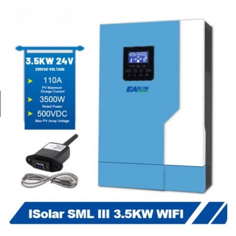 EASUN 3.5kW 24V ISolar-SML-III-3.5KW (3500VA/3500W, Max CH 110A, AC 80) Wi-Fi
