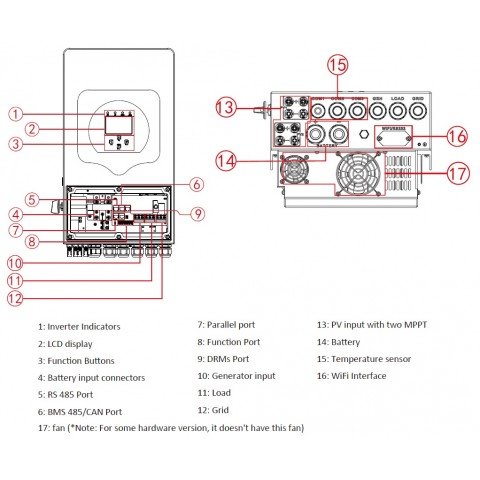 Deye SUN-6K-SG05LP1-EU, LV (6kW, 48V, 1Ph, 2-MPPT) Wi-Fi
