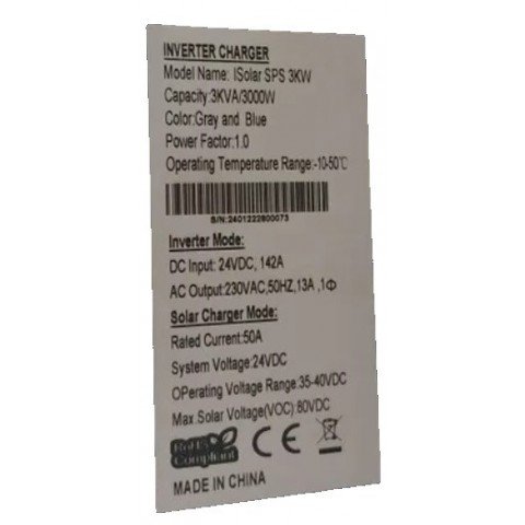 EASUN 3kW 24V ISolar-SPS-3KW (3000VA/3000W, Max CH 70A, AC 25)