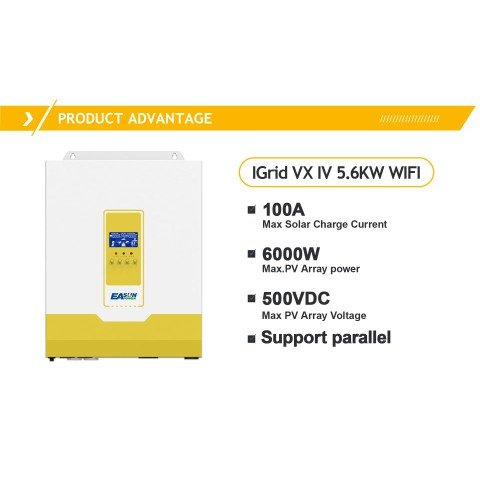 EASUN 5.6kW 48V IGrid-VX-IV-5.6KW (5600VA/5600W, Max CH 100A, AC 60) Wi-Fi