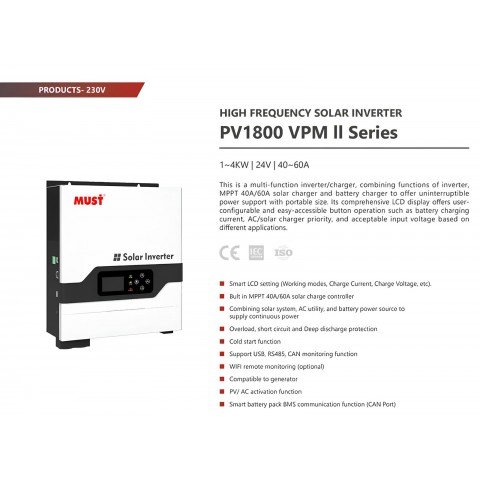 Must 3200W 24V PV18-3224 VPM II (Max СH 120A, AC 60)