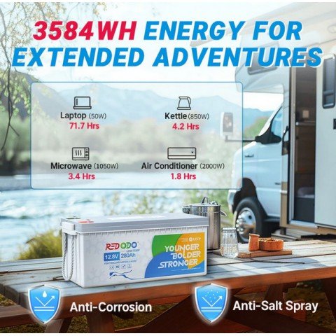 Redodo LiFePo4 12V 280Ah Low-Temp BMS (200A)