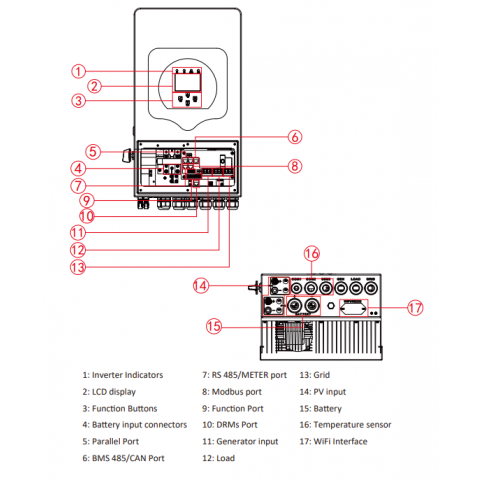 Deye SUN-6K-SG05LP1-EU-AM2-P, LV (6kW, 48V, 1Ph, 2-MPPT) Wi-Fi