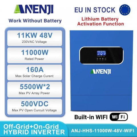Anenji 11000W 48V ANJ-HHS-11000W-48V (1100VA/1100W, Max CH 160A, AC 120) Wi-Fi
